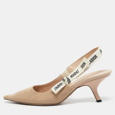 Pre-owned Dior Beige Technical Fabric J'a Slingback Pumps Size 41