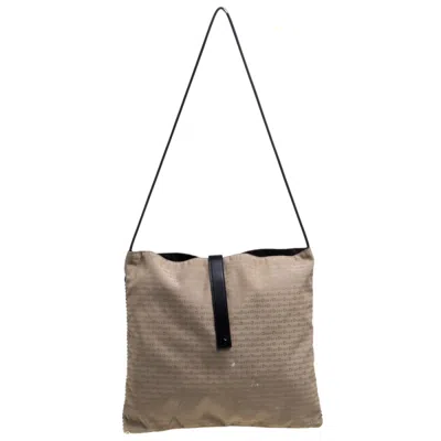 Pre-owned Dior Beige/black Oblique Canvas And Mesh Shoulder Bag