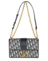 Dior Beige/blue Leather & Canvas 30 Montaigne Chain Bag (authentic Pre-loved)