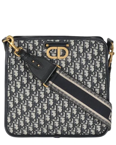 DIOR DIOR BEIGE/BLUE OBLIQUE CANVAS CD HOBO (AUTHENTIC PRE-LOVED)