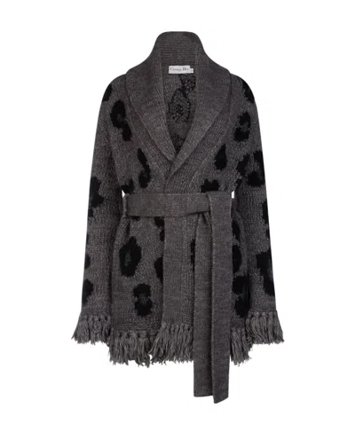 Dior Belt Knitted Cardigan In Black