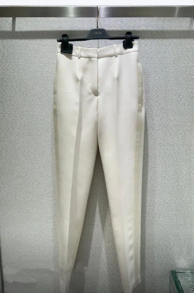 Dior Belt Loop Casual Pants In White