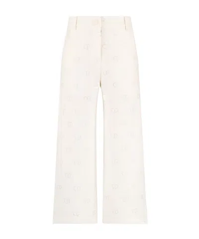 Dior Belt-loop Casual Pants In White