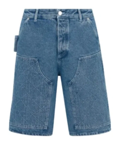 Dior Belt-loop Denim Shorts In Blue