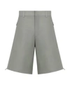 Dior Men Cotton Blend Bermuda Shorts With Lateral Zip In Gray