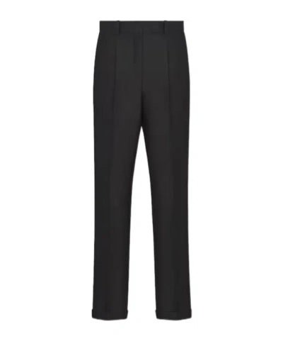 Dior Belt Loop Wool Casual Pants In Black