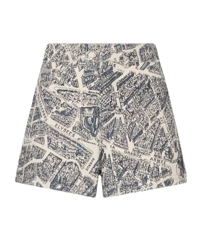 Dior Belt Ring Denim Shorts In Gray