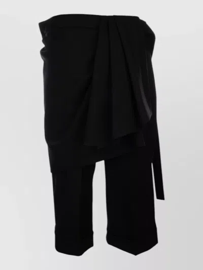 Dior Belted Wrap Knee Length Cuffed Shorts In Black