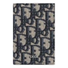 Dior Bi-fold Card Holder 'beige Black Oblique Jacquard' In Blue