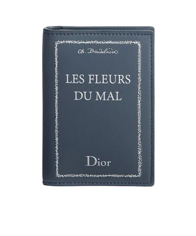 Dior Bifold Card Holder In Blue And White