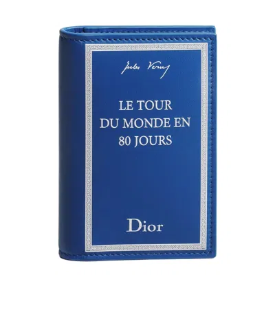 Dior Bifold Card Holder In Blue And White