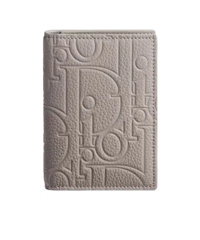 Dior Bifold Card Holder In Gray
