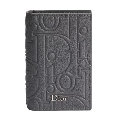 Dior Bifold Card Holder In Gray