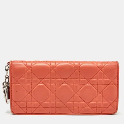 Pre-owned Dior Bifold Wallet In Orange