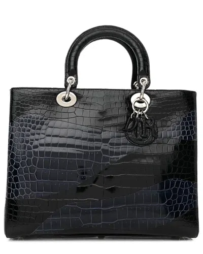 Dior Black Alligator Large Lady  (authentic )