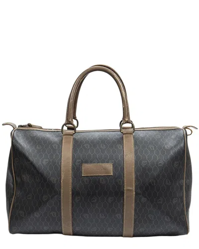 Pre-owned Dior Black & Brown Honeycomb Coated Canvas Boston Duffle Bag (authentic Pre-  Loved)