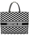 Dior Black & White Canvas Checkered Book Tote (authentic Pre-loved) In Animal Print