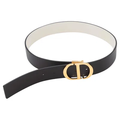 Pre-owned Dior Black & White Christian  Reversible Leather Belt Size Us S