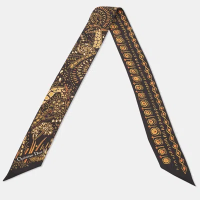 Pre-owned Dior Black Animals Giraffe Print Silk Mitzah Scarf