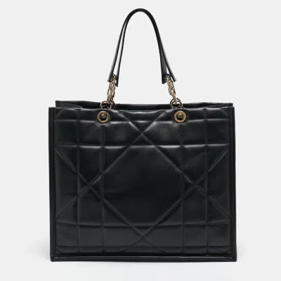 Pre-owned Dior Black Archicannage Leather Large Essential Tote