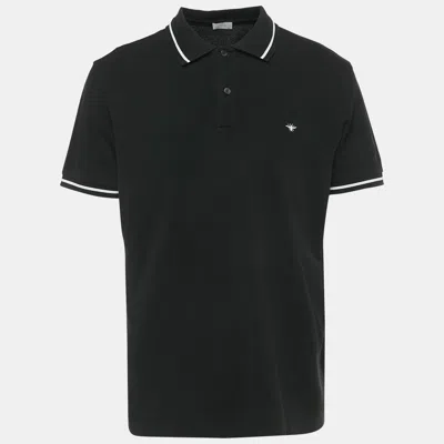 Pre-owned Dior Black Bee Embroidered Pique Polo T-shirt Xxxl