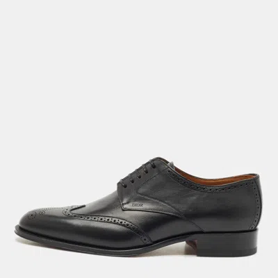 Pre-owned Dior Black Brogue Leather Lace Up Derby Size 43.5