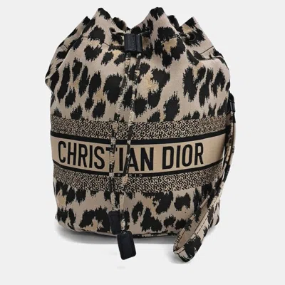 Pre-owned Dior Black Brown Fabric Travel Pouch