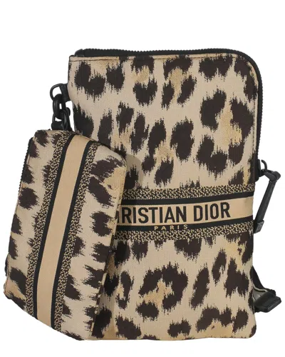 Pre-owned Dior Black, Brown, Multicolor Fabric Mizza Leopard Technical  Travel Pouch  Set (authentic Pre-l