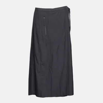 Pre-owned Dior Black Buckle Belt Wrap Midi Skirt Fr 42