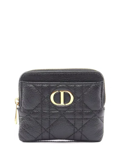 Pre-owned Dior Black Calfskin Caro Wallet Coin Case (authentic Pre-loved)