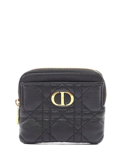 Pre-owned Dior Black Calfskin Caro Wallet Coin Case (authentic Pre-loved)