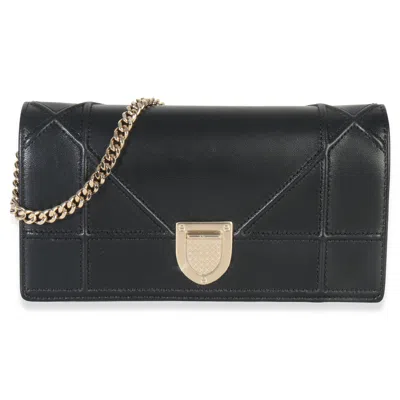 Pre-owned Dior Black Calfskin Ama Croisiere Chain Wallet