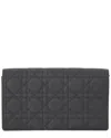 Dior Black Calfskin Leather Lady  Ultra Matte Cannage Wallet On Chain  (authentic Pre-loved) In Gray