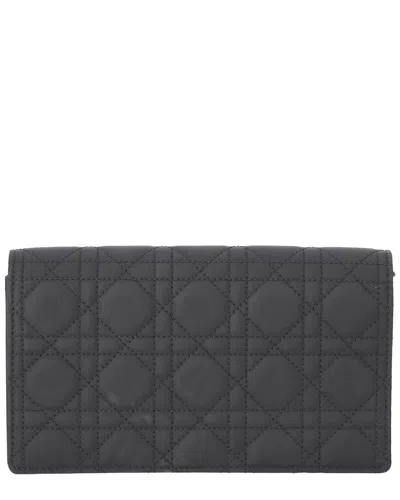 Dior Black Calfskin Leather Lady  Ultra Matte Cannage Wallet On Chain  (authentic Pre-loved)