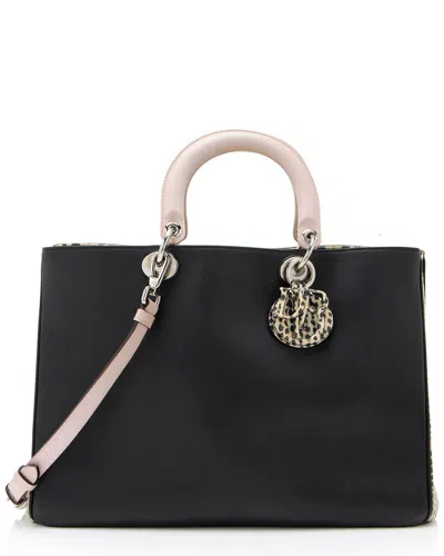 Pre-owned Dior Black Calfskin Snakeskin Issimo Large Tote (authentic Pre-loved)