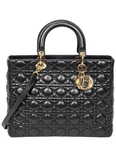 Dior Black Cannage Lambskin Leather Large Lady  Zip (authentic Pre-loved)