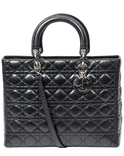 Dior Black Cannage Lambskin Leather Large Lady  Zip (authentic Pre-loved)