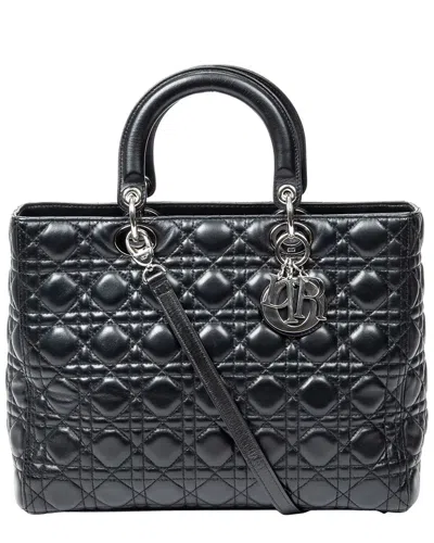 Dior Black Cannage Lambskin Leather Large Lady  Zip (authentic Pre-loved)