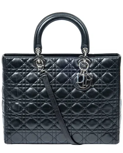 Dior Black Cannage Lambskin Leather Large Lady  Zip (authentic Pre-loved)