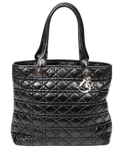 Dior Black Cannage Lambskin Leather Medium Soft Shopping Tote (authentic Pre-  Loved)