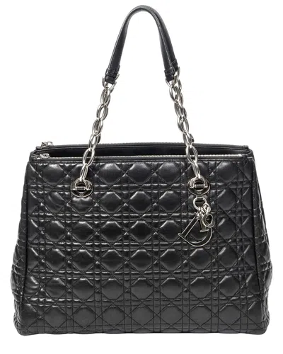 Dior Black Cannage Lambskin Leather Soft Shopping Tote (authentic Pre-loved)
