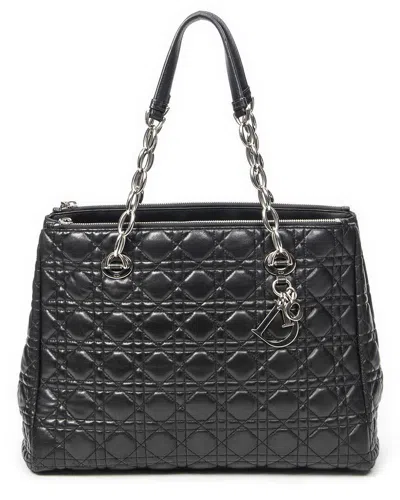 Pre-owned Dior Black Cannage Lambskin Leather Soft Shopping Tote (authentic Pre-loved)
