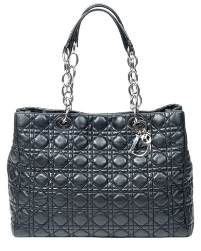 Dior Black Cannage Lambskin Leather Soft Shopping Tote (authentic Pre-loved) In Red