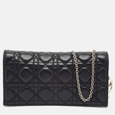 Pre-owned Dior Black Cannage Leather Chain Pouch