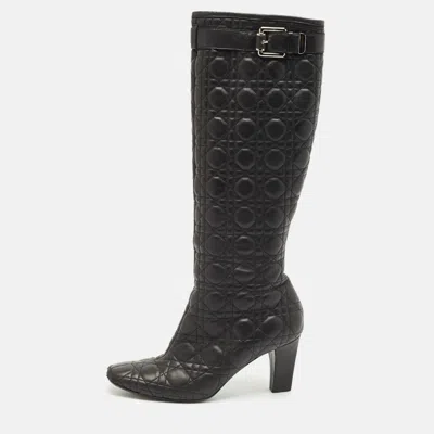 Pre-owned Dior Black Cannage Leather Knee Length Boots Size 42