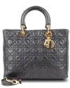 Dior Black Cannage Leather Lady  Ghw Large (authentic ) In Black