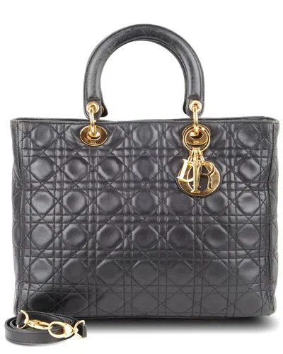 Dior Black Cannage Leather Lady  Ghw Large (authentic )