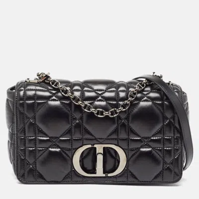 Pre-owned Dior Black Cannage Leather Medium Caro Shoulder Bag