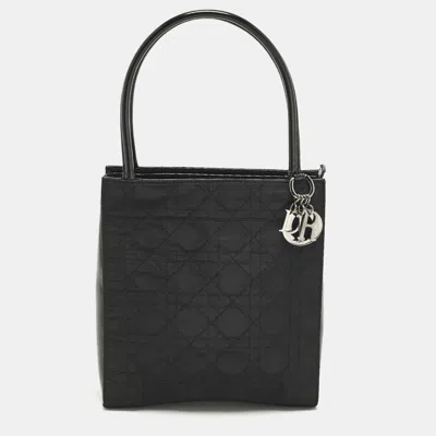 Pre-owned Dior Black Cannage Nylon And Leather Tote