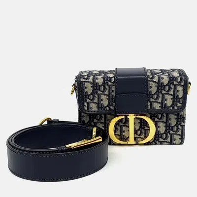 Pre-owned Dior Black Canvas And Leather Oblique 30 Montaigne Box Bag
